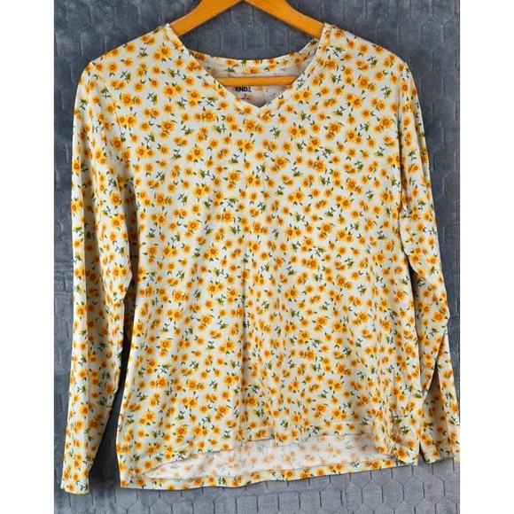 Lands' End Tops - LANDS END Women's Relaxed Supima Cotton Long Sleeve Crewneck Top Multicolor XL